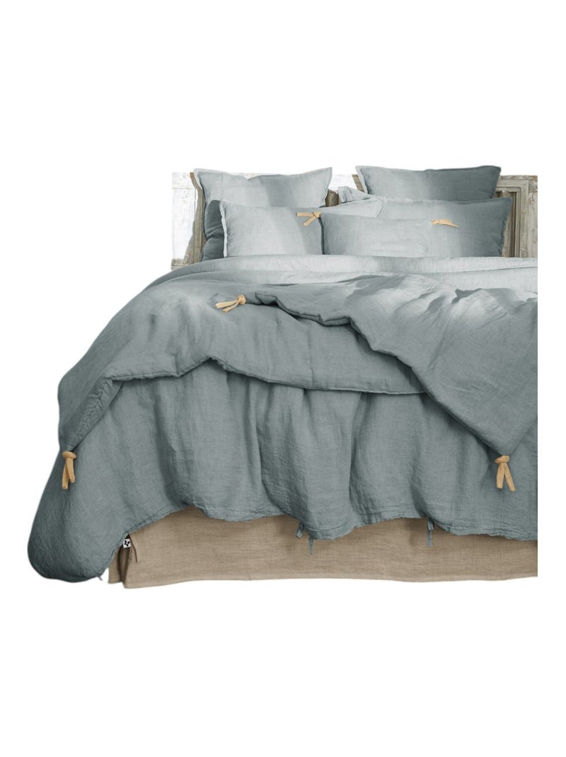 Housse de couette Lin lave Collection Soline Bleu azur - Kiabi