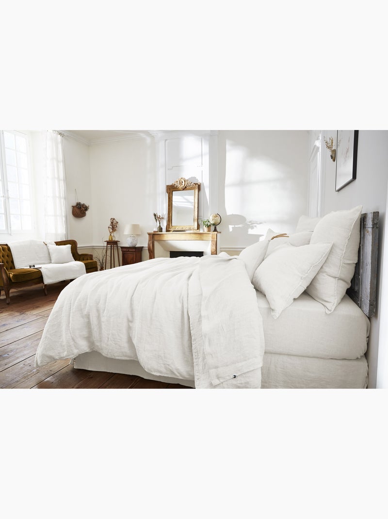 Housse de Couette – Lin Lavé Français Luxe -  Ouverture À Nouettes - Soline Blanc - Kiabi