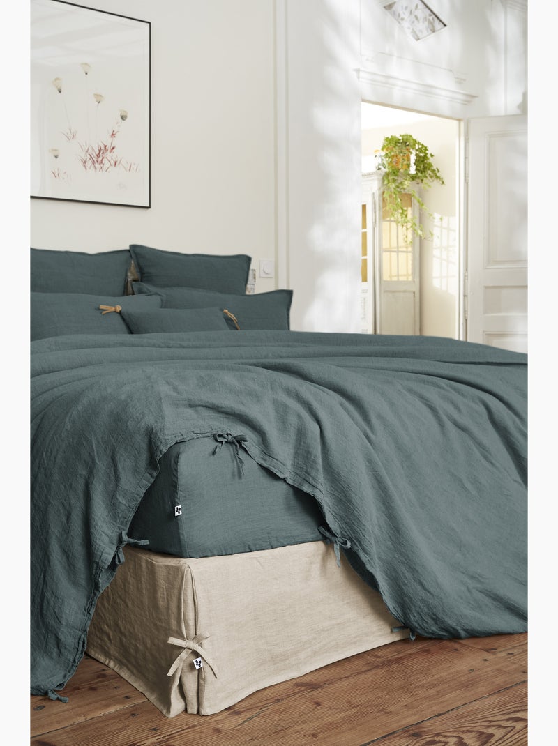 Housse de Couette – Lin Lavé Français Luxe -  Ouverture À Nouettes - Soline Gris foncé - Kiabi