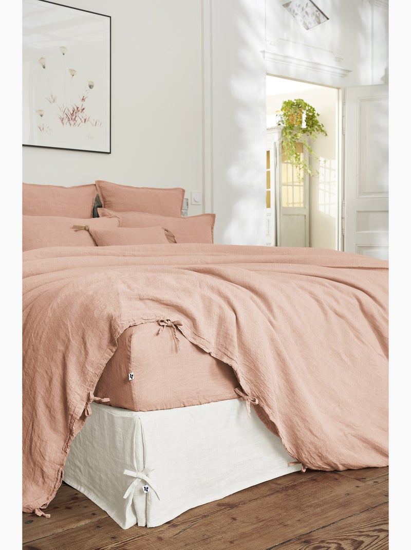 Housse de Couette – Lin Lavé Français Luxe -  Ouverture À Nouettes - Soline Rose - Kiabi