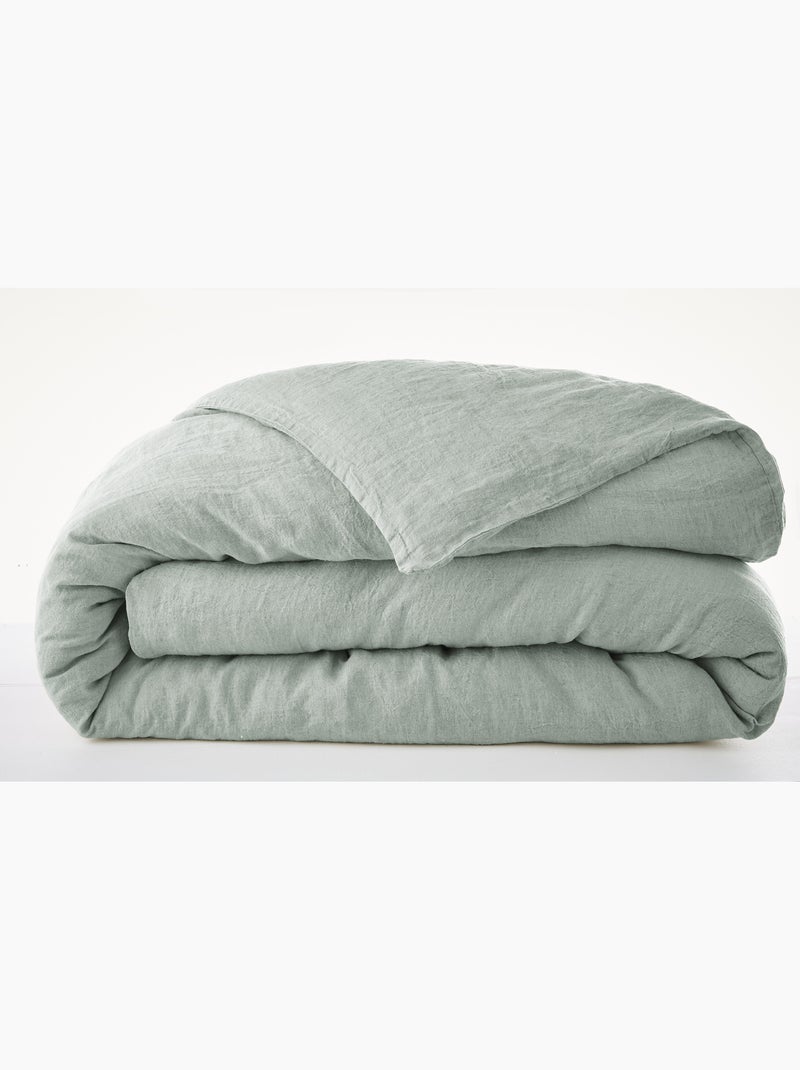 Housse de Couette – Lin Lavé Français Luxe -  Ouverture À Nouettes - Soline Vert eucalyptus - Kiabi