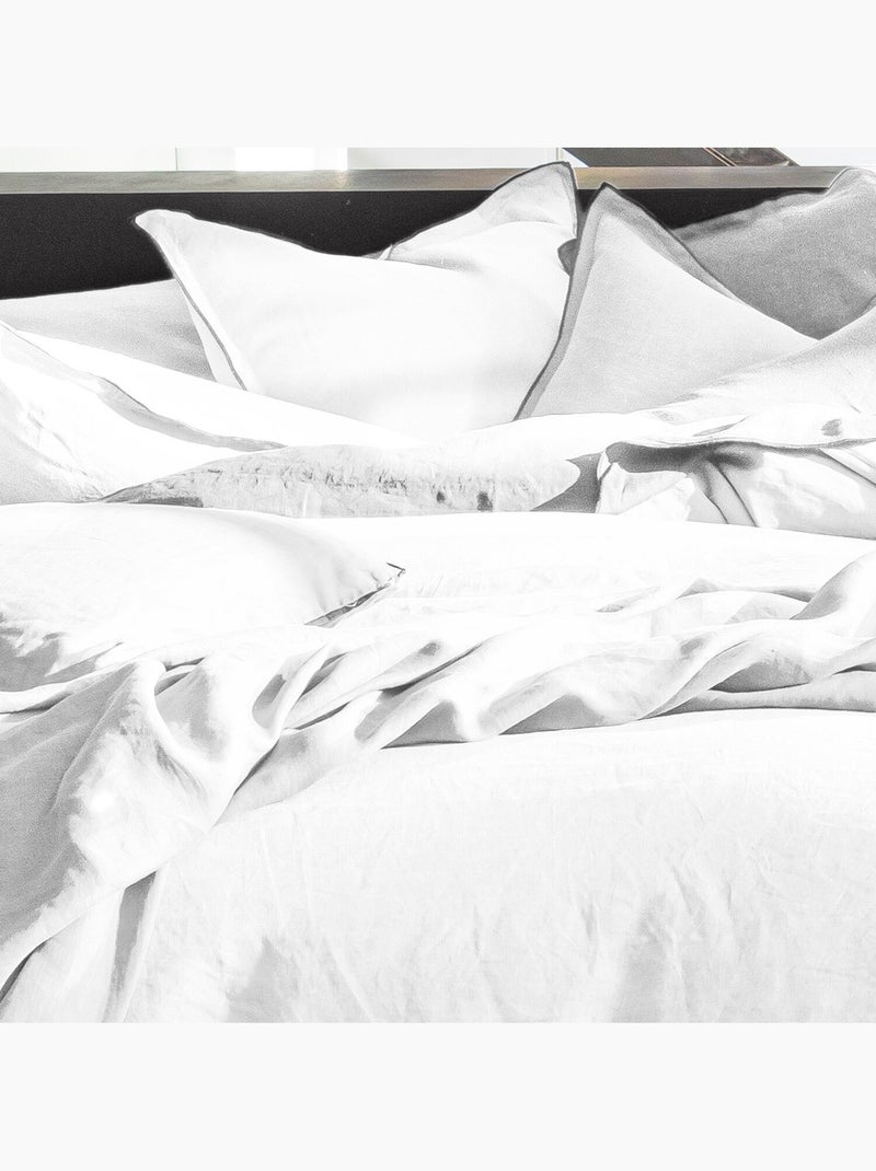 Housse de couette lin signature Blanc - Kiabi