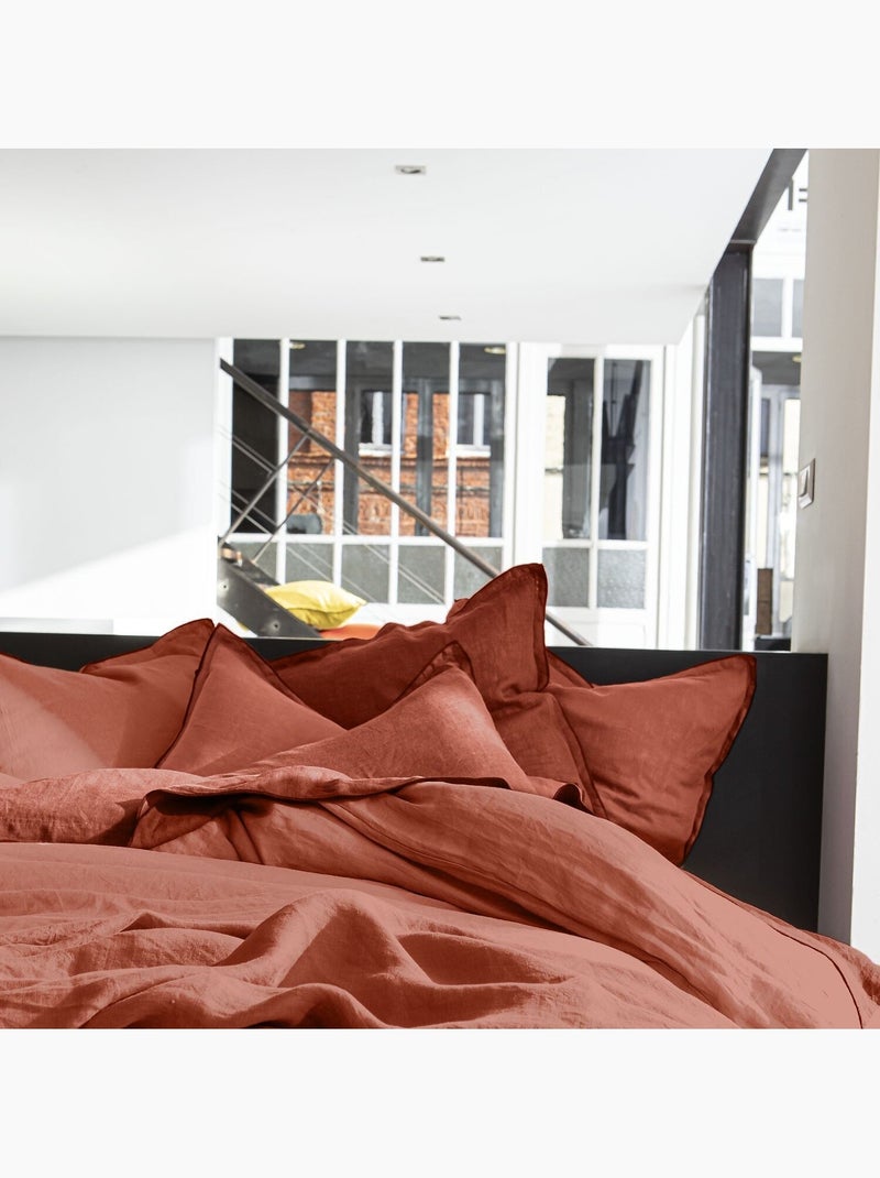 Housse de couette lin signature Rouge - Kiabi