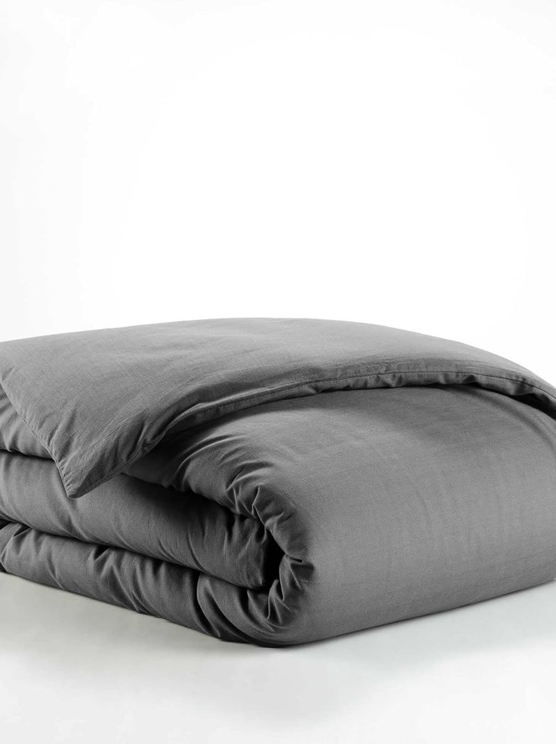 housse de couette Lina Coton 57fils gris anthracite - Kiabi