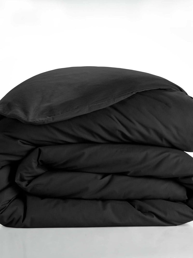 housse de couette Lina Coton 57fils Noir - Kiabi