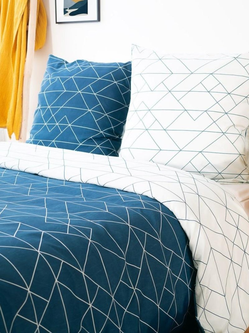 Housse de couette  List + taie(s) microfibre Bleu - Kiabi