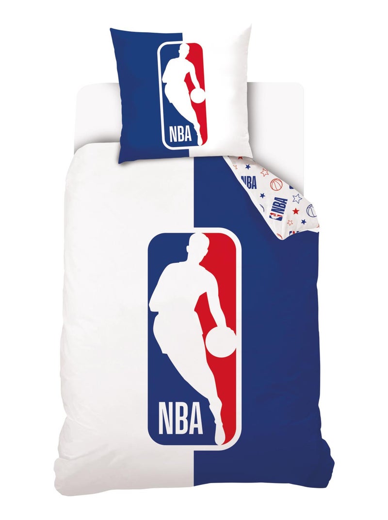 Housse de couette Logo NBA 140x200 cm - 100% Coton - Bleu Bleu - Kiabi