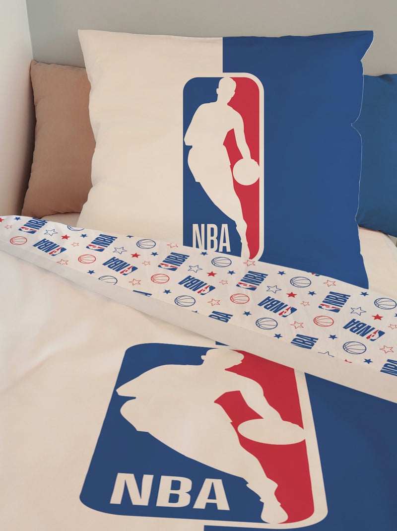 Housse de couette Logo NBA 140x200 cm - 100% Coton - Bleu Bleu - Kiabi