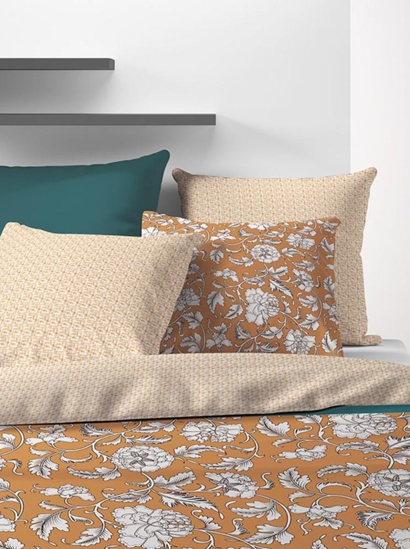 Housse de couette  Loni + taie(s) coton 57 fils Jaune - Kiabi