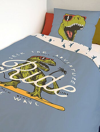 Housse de couette Lou&Loup dinosaure 140x200 cm et taie d'oreiller - 100% Coton