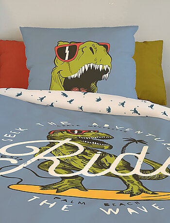 Housse de couette Lou&Loup dinosaure 140x200 cm et taie d'oreiller - 100% Coton