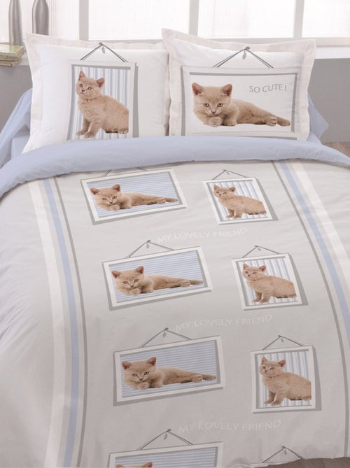 Housse de couette  Lovely friend + taies coton 52 fils - Kiabi