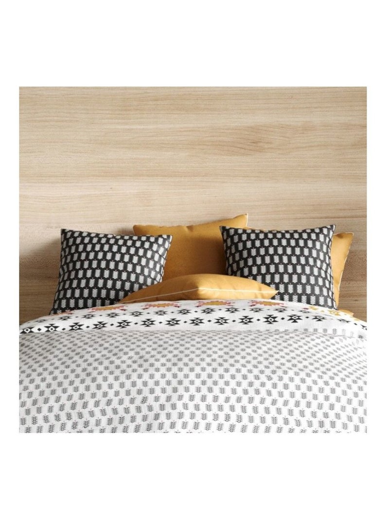 Housse de couette LOYA + 2 taies coton 57 fils Noir - Kiabi