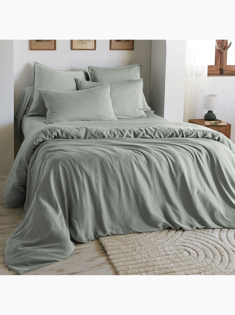 Housse de couette lyocell Lysandre Vert d'eau - Kiabi