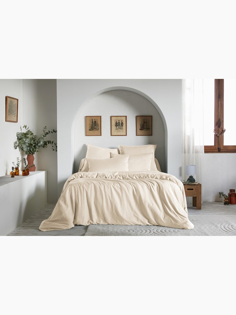 Housse de couette – Lyocell uni - Finition fermeture éclair -  LYSANDRE Beige - Kiabi