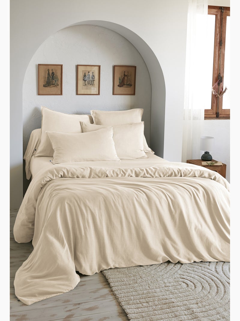 Housse de couette – Lyocell uni - Finition fermeture éclair -  LYSANDRE Beige - Kiabi