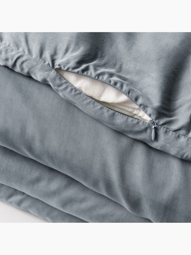 Housse de couette – Lyocell uni - Finition fermeture éclair -  LYSANDRE Bleu - Kiabi
