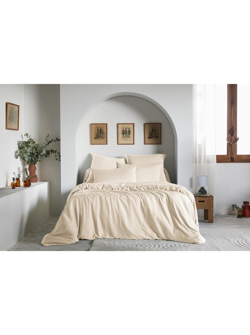Housse de couette – Lyocell uni - Finition fermeture éclair -  LYSANDRE Bleu stone - Kiabi