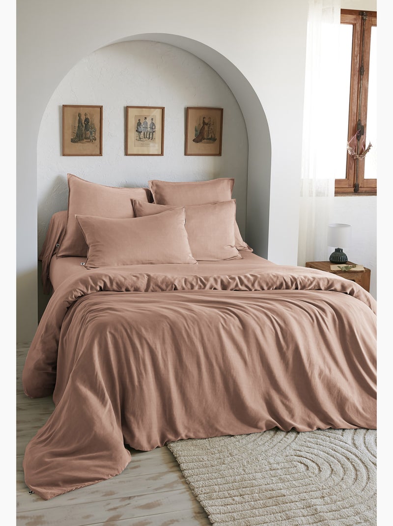 Housse de couette – Lyocell uni - Finition fermeture éclair -  LYSANDRE Blush - Kiabi