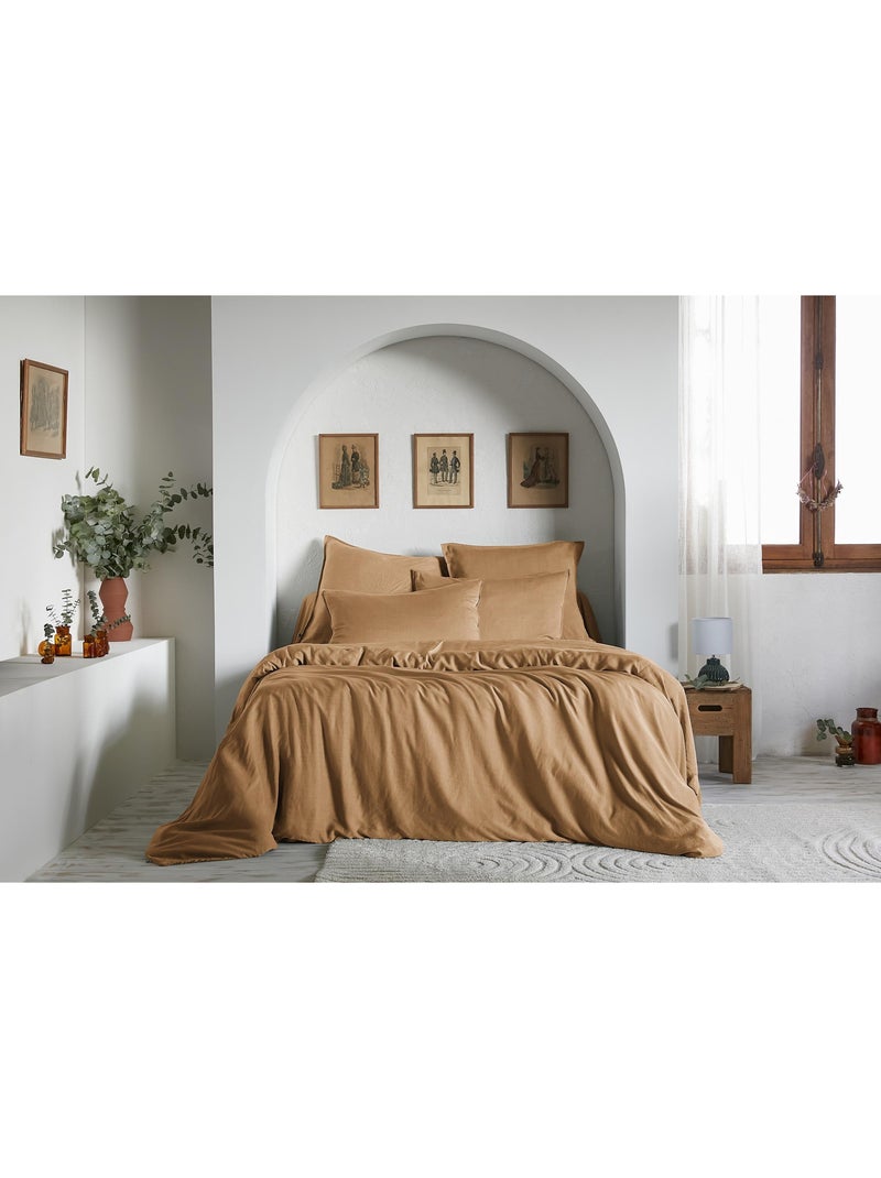 Housse de couette – Lyocell uni - Finition fermeture éclair -  LYSANDRE Camel - Kiabi
