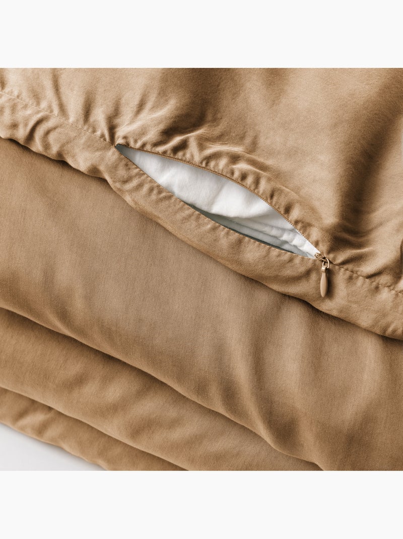Housse de couette – Lyocell uni - Finition fermeture éclair -  LYSANDRE Camel - Kiabi