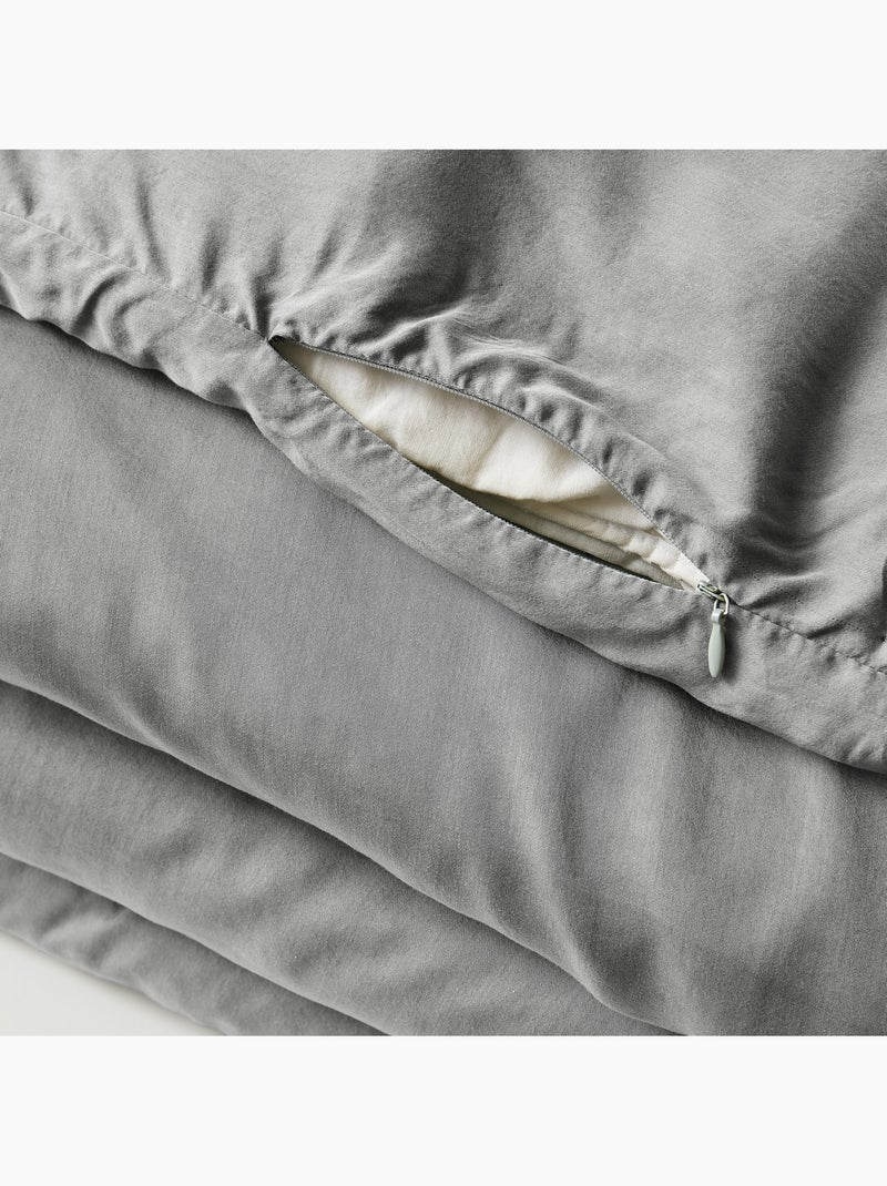 Housse de couette – Lyocell uni - Finition fermeture éclair -  LYSANDRE gris anthracite - Kiabi