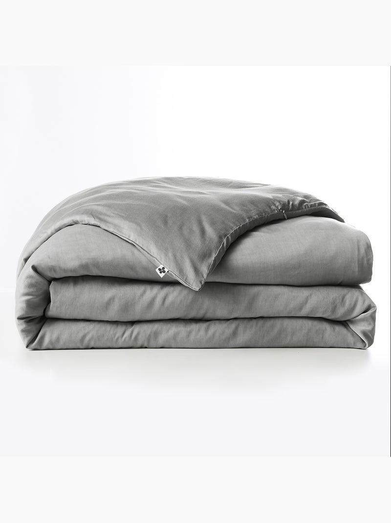 Housse de couette – Lyocell uni - Finition fermeture éclair -  LYSANDRE gris anthracite - Kiabi