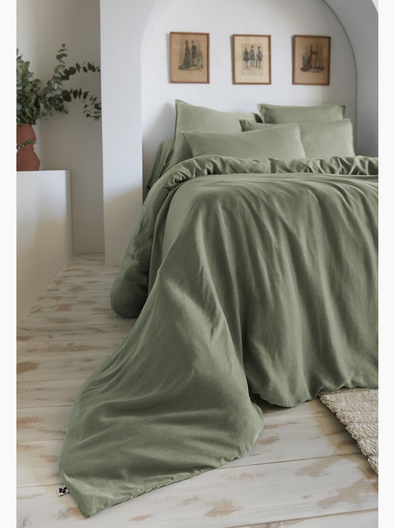 Housse de couette – Lyocell uni - Finition fermeture éclair -  LYSANDRE Kaki - Kiabi