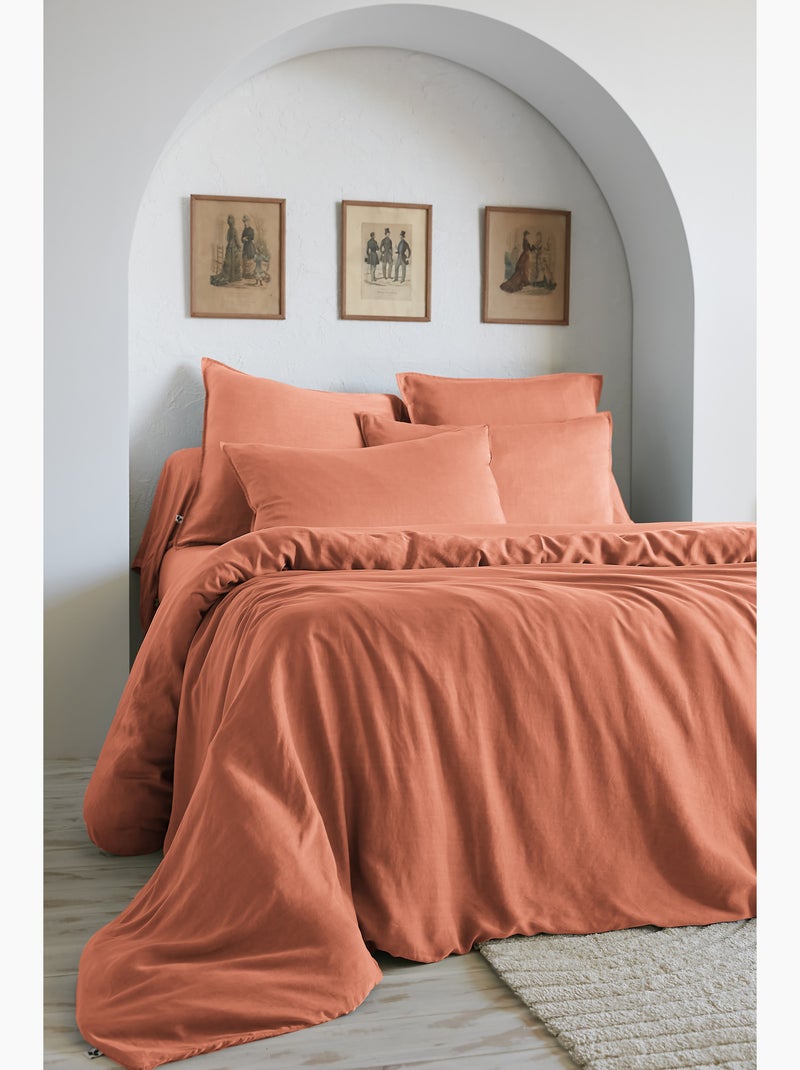 Housse de couette – Lyocell uni - Finition fermeture éclair -  LYSANDRE Terracotta - Kiabi