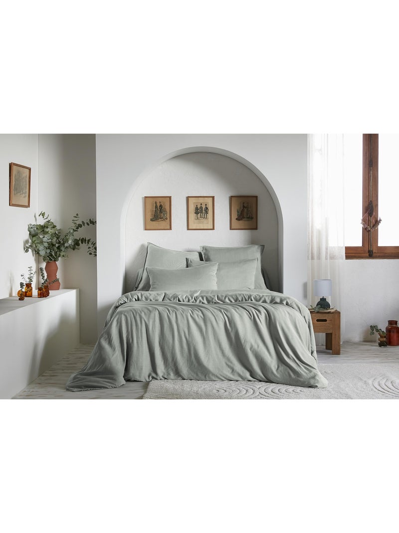 Housse de couette – Lyocell uni - Finition fermeture éclair -  LYSANDRE Vert clair - Kiabi