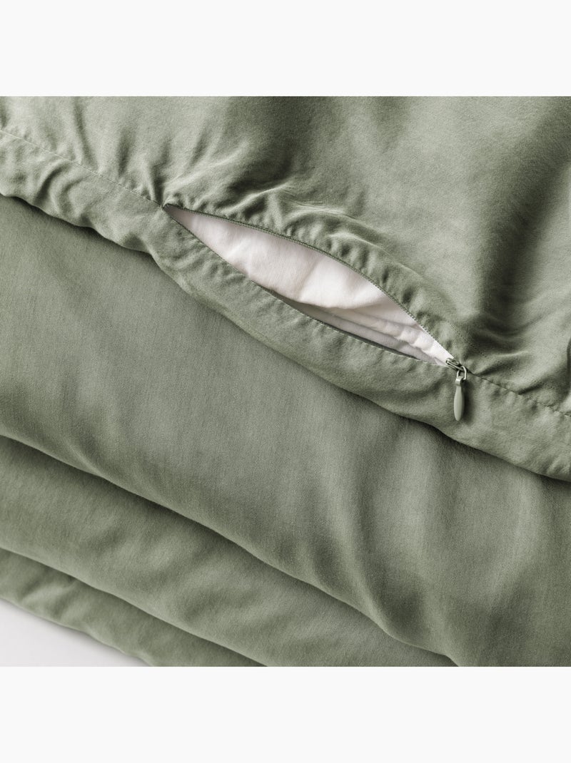 Housse de couette – Lyocell uni - Finition fermeture éclair -  LYSANDRE Vert - Kiabi