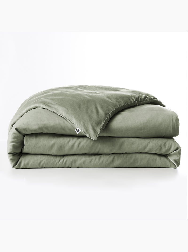 Housse de couette – Lyocell uni - Finition fermeture éclair -  LYSANDRE Vert - Kiabi