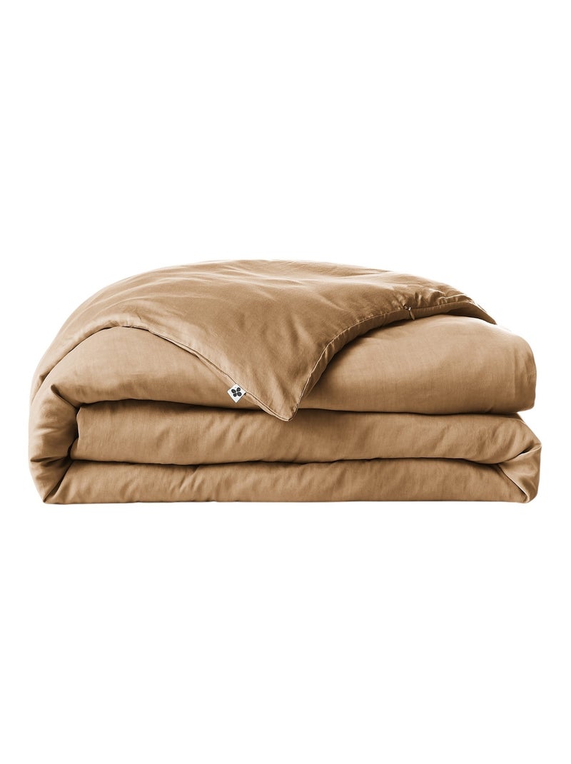 Housse de couette Lyocell uni Collection Lysandre Camel - Kiabi