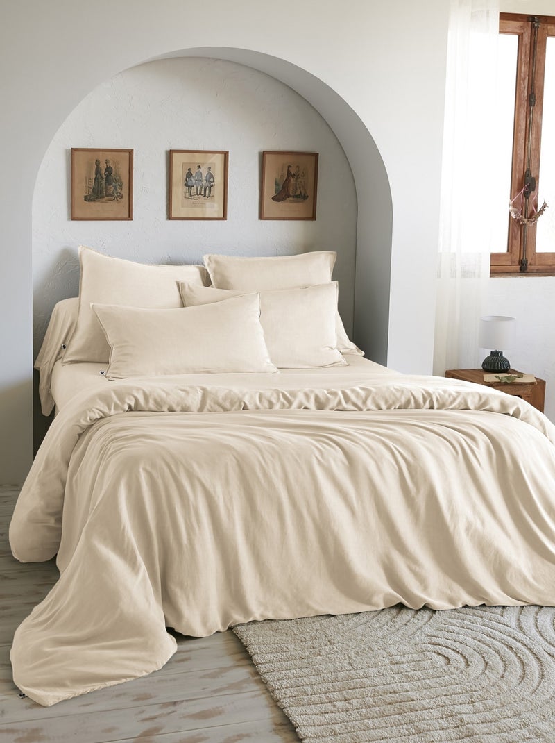Housse de couette Lyocell uni Collection Lysandre Marron - Kiabi