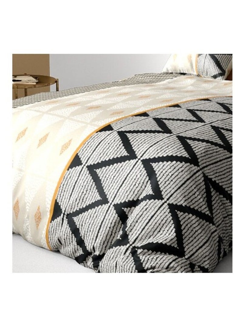 Housse de couette MADI + 2 taies coton 57 fils Noir - Kiabi