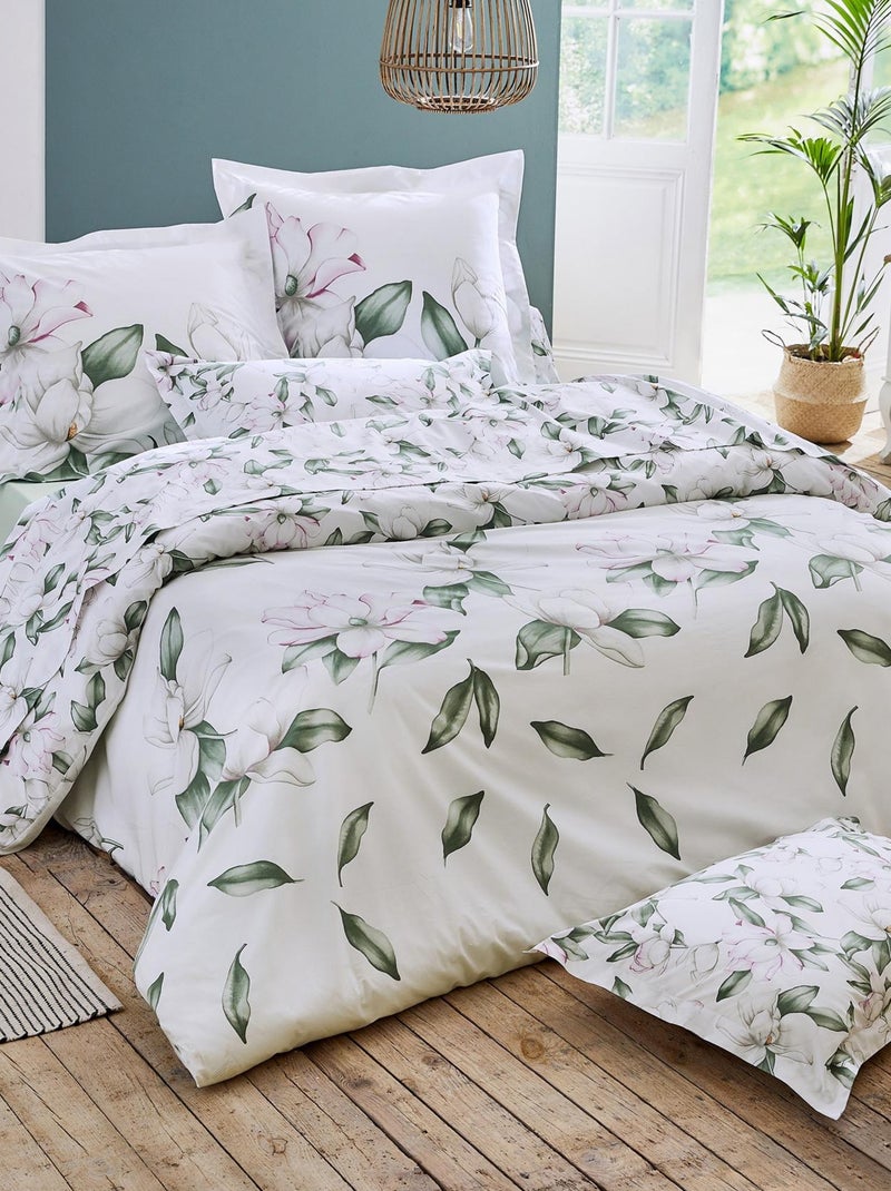 Housse de couette Magnolia Sauge Blanc - Kiabi