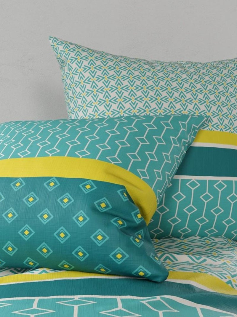 Housse de couette  Malphite + taie(s) coton 57 fils Bleu - Kiabi