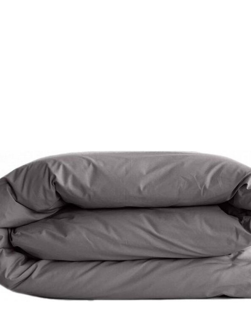 Housse de couette "Manoir" percale pur coton peigné longues fibres 80 fils/cm² Vent du sud - Ardoise Gris foncé - Kiabi