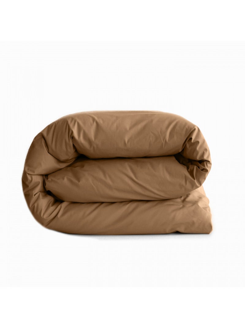 Housse de couette "Manoir" percale pur coton peigné longues fibres 80 fils/cm² Vent du sud - Cognac Gris taupe - Kiabi