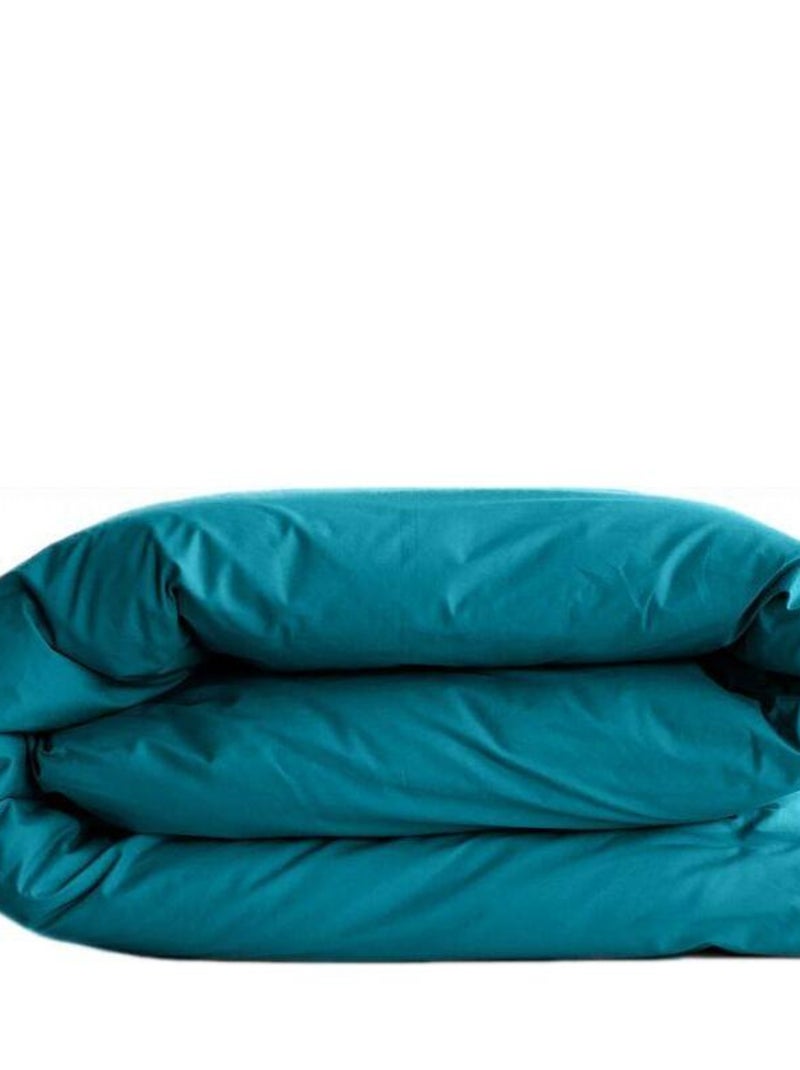 Housse de couette Manoir percale pur coton peigné longues fibres 80 fils/cm² Vent du sud - Opale - Bleu - Kiabi
