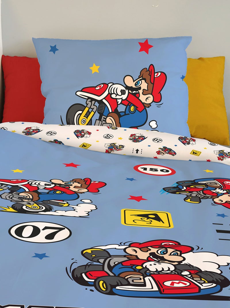 Housse de couette Mario Kart 140x200 cm - 100% Coton - Bleu Bleu - Kiabi