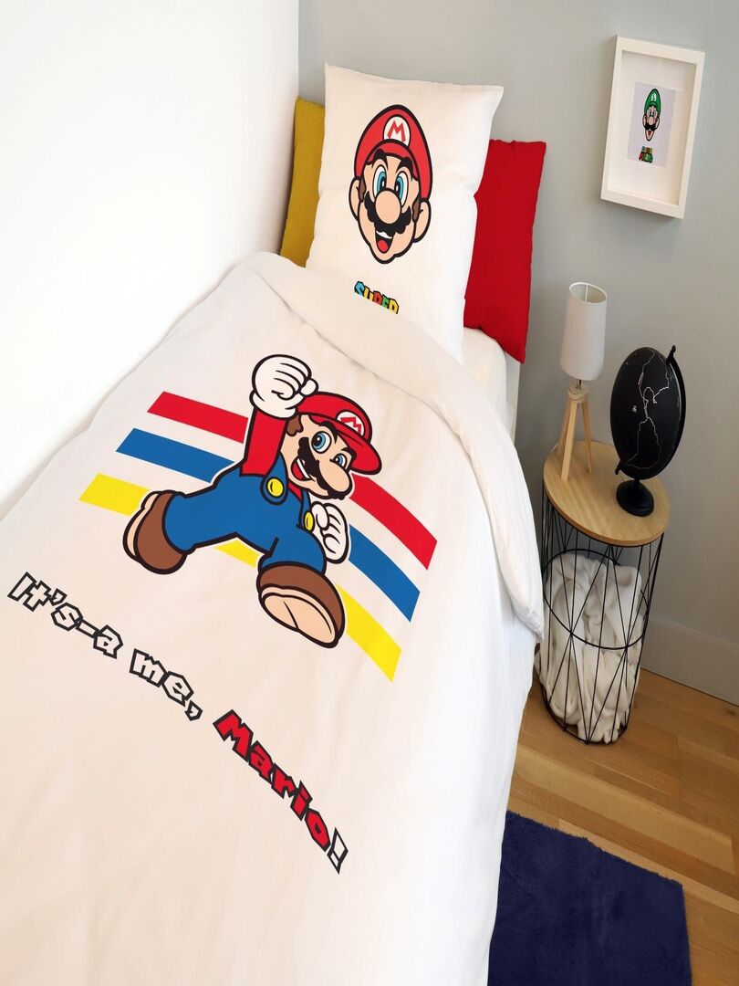 Super Mario et Luigi, Parure de Lit Enfant, Housse de couette 140x200 cm,  Taie d'oreiller 63x63 cm - Cdiscount Maison
