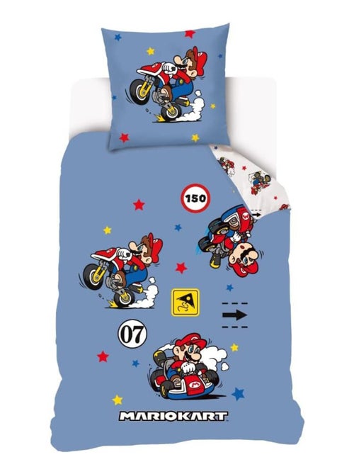 Housse de couette Mariokart 140x200 cm et taie d'oreiller - 100% Coton - Kiabi