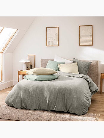 Housse de couette melina anthracite – coton 60 fils fils teints lavés uni