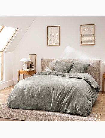 Housse de Couette Melina Anthracite – Coton 60 Fils Fils Teints Lavés Uni