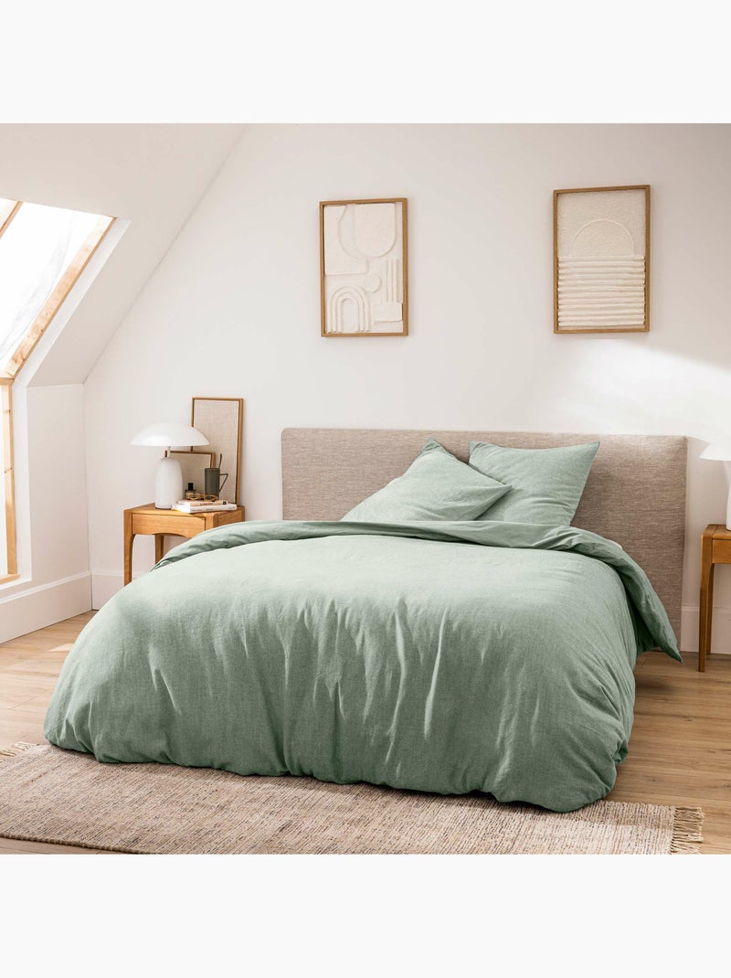 Housse de Couette Melina Anthracite – Coton 60 Fils Fils Teints Lavés Uni Vert Sauge - Kiabi