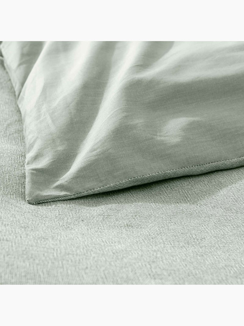 Housse de Couette Melina Anthracite – Coton 60 Fils Fils Teints Lavés Uni Vert Sauge - Kiabi