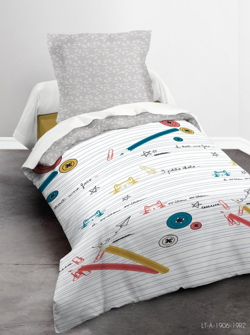 Housse de couette Miaou le chat Blanc - Kiabi