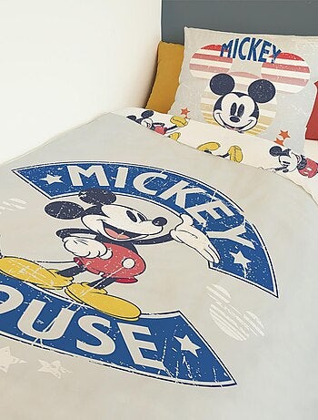 Housse de couette Mickey Mouse Disney 140x200 cm - 100% Coton - Gris
