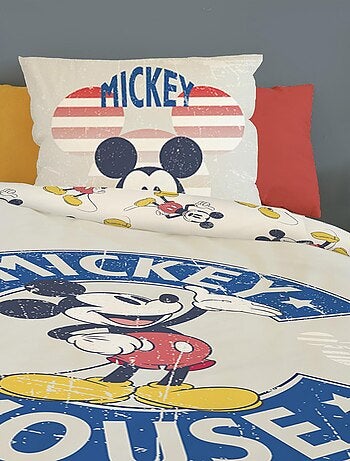 Housse de couette Mickey Mouse Disney 140x200 cm - 100% Coton - Gris